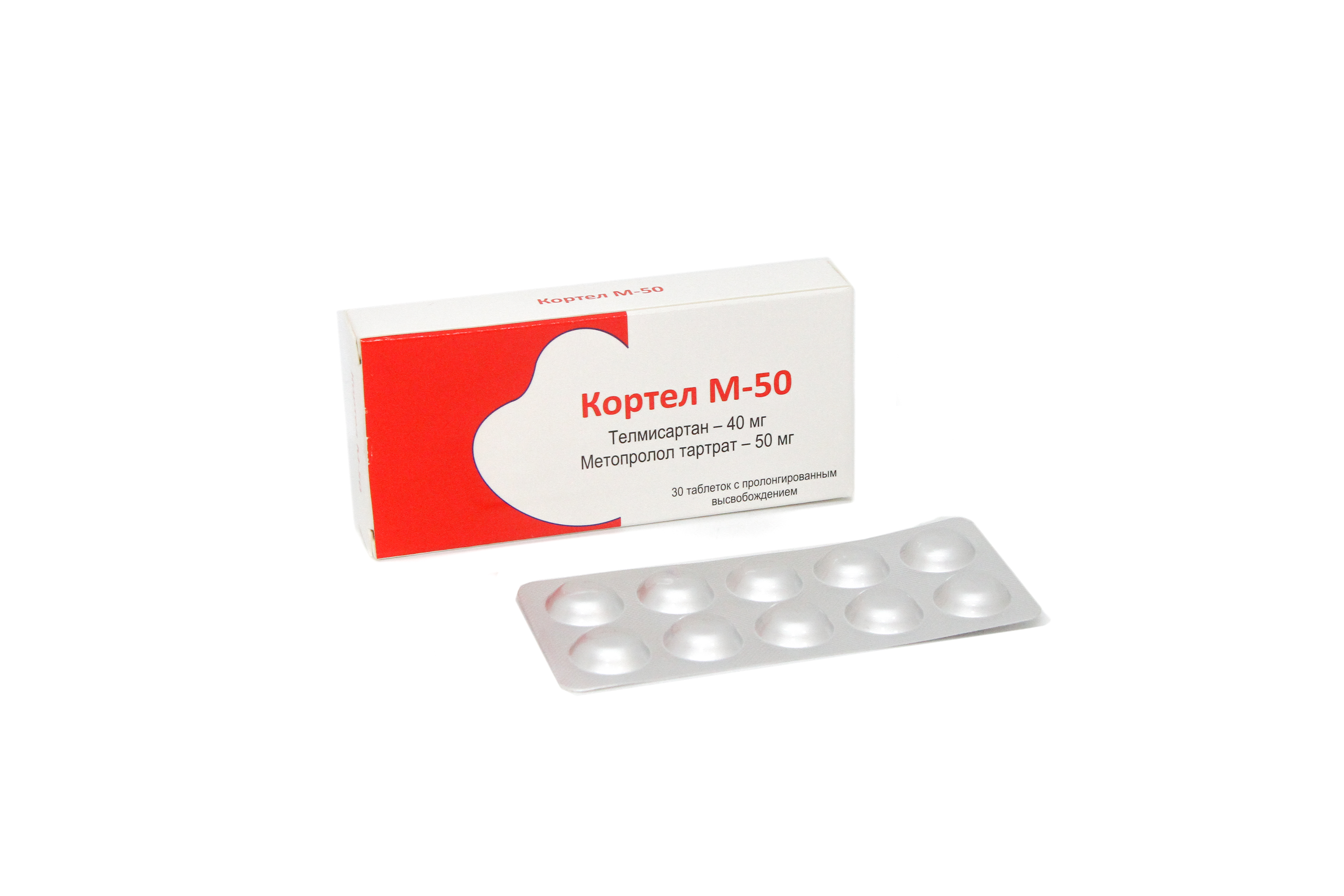 КОРТЕЛ М-50 ТАБ 40МГ/50МГ N30