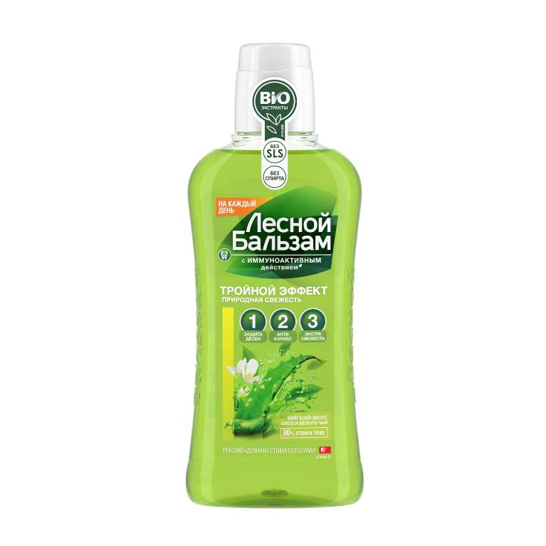 Opolask. "Lesnoy balzam" Prir. svej. d/dyos. i zub. tr. eff. aloe/bel. chay 250ml