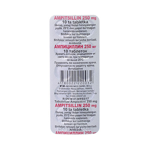Ampitsillin tab. 250mg №10