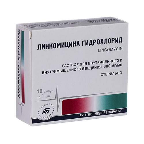 Линкомицина гидрохлорид р-р д/ин. 300мг/мл 1мл №10