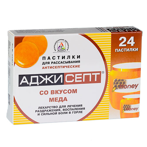 Аджисепт (мёд) пастилки  №24