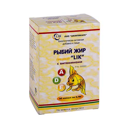 Рыбий жир LIK капс. с витам.  A,D,E. 0,78г №60