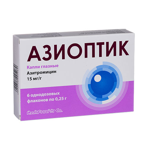 Азиоптик капли глаз. 15мг/г 0.25г №6