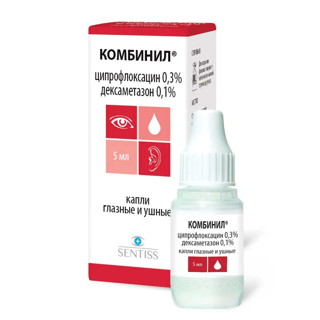 Комбинил капли глаз/уш. 0.3%+0.1% 5мл №1