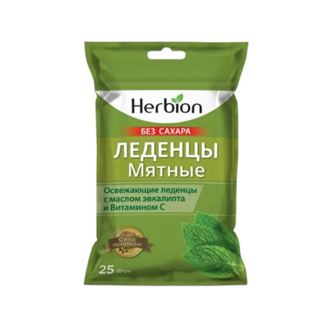 Ledensi bez saxara "Herbion"so vkusom mentola №25