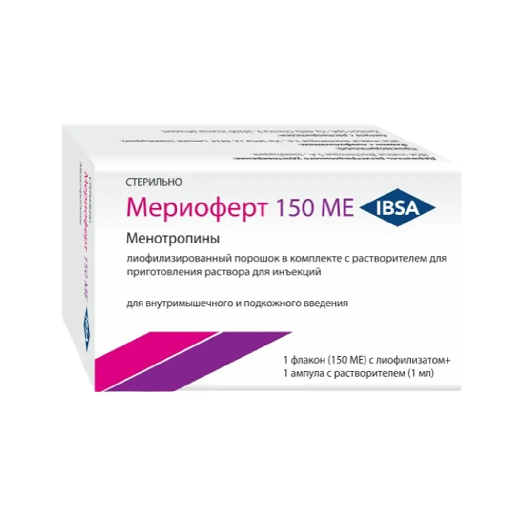 Мериоферт лиоф. пор. д/ин. 150МЕ/1мл №1