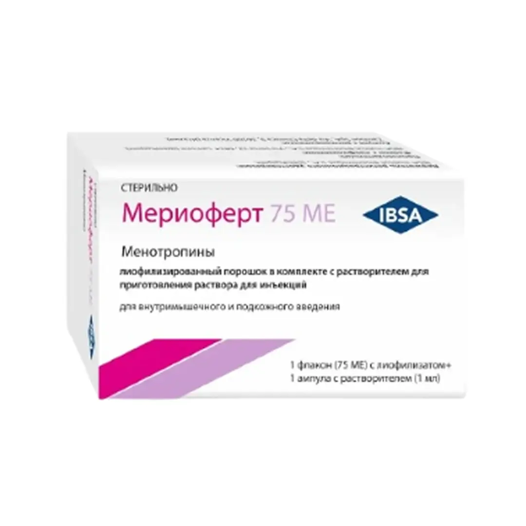 Мериоферт лиоф д/ин. 75МЕ с р-лем 1мл №1